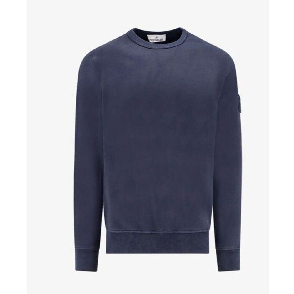 Stone Island Men's XL Cotton Crewneck Pullover Logo Patch Sweatshirt Dusty Blue